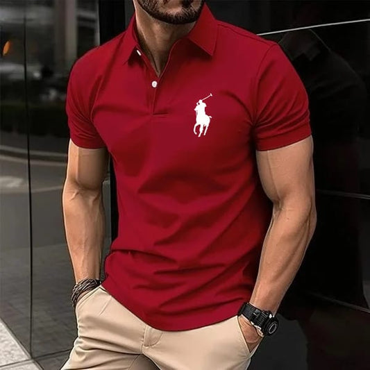 Men’s Maroon Polo T-Shirt with Printed Logo