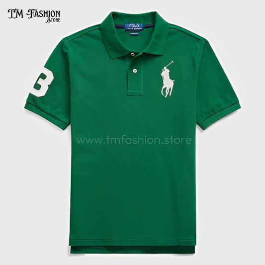 Men’s Green Polo T-Shirt with Printed Logo