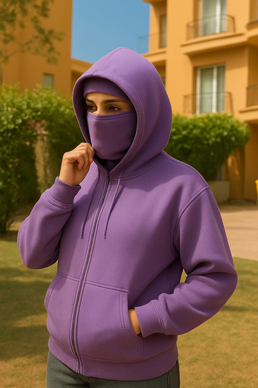 Balaclava Ninja Zipper Hoodie Jacket purple