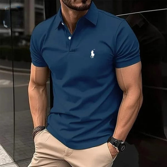 Men’s Vavy Blue Polo T-Shirt with Printed Logo