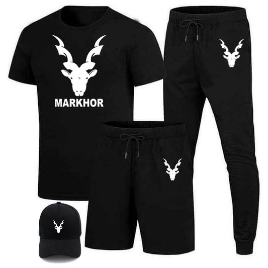 Men's Markhor Print Summer Track Suit 4 Pes ...