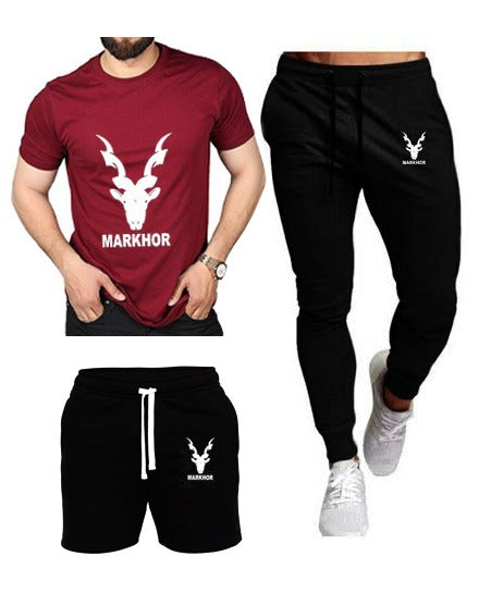 Men's Markhor Print Summer Track Suit 3 Pes ...