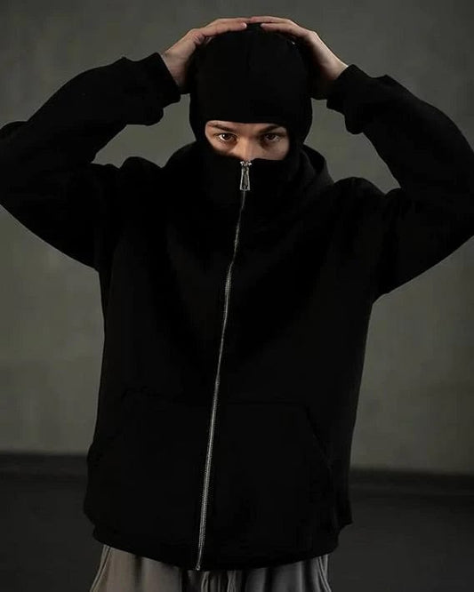 Couple  Balaclava Ninja Zipper Hoodie Jacket