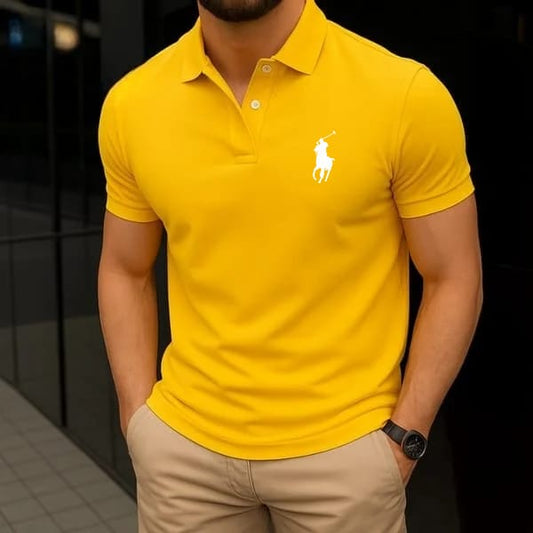Men’s Lipton Yellow  Polo T-Shirt with Printed Logo