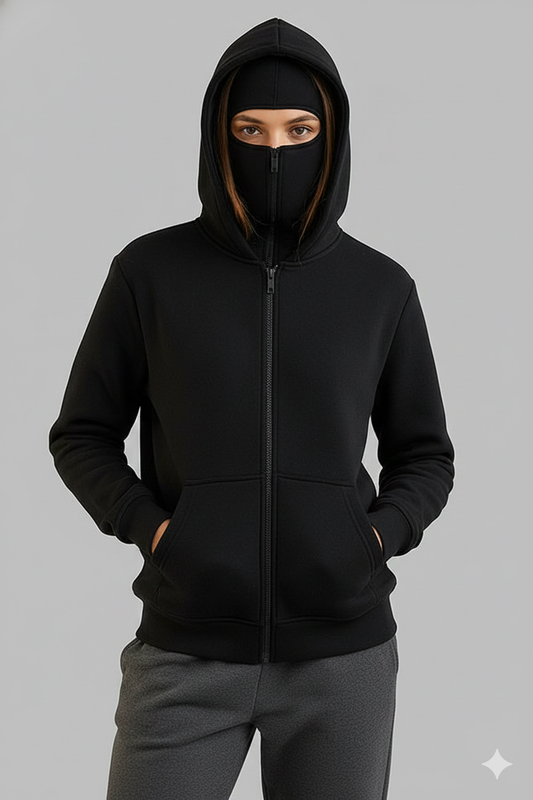 Women's Balaclava Ninja Zipper Hoodie Jacket