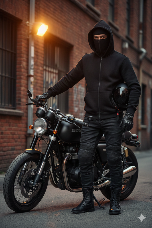 Men's Balaclava Ninja Zipper Hoodie Jacket Black ...