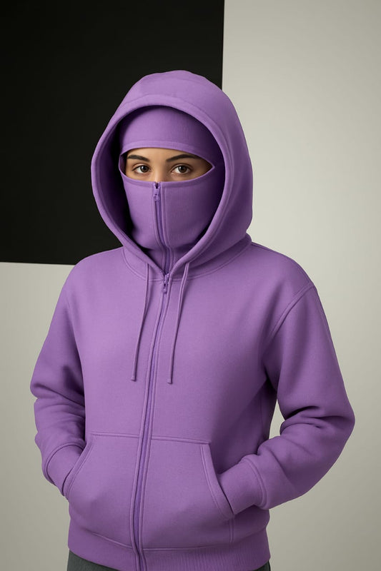 Balaclava Ninja Zipper Hoodie Jacket purple