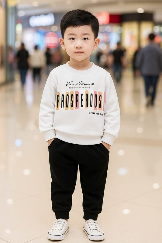 Fashion Style Printed Kids Winter Suit White