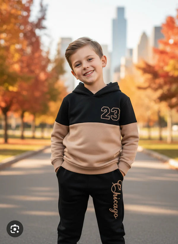 Brown Panel 23 Sport Printed Kids Winter Suit